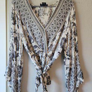 Long sleeve Boho Surplice blouse